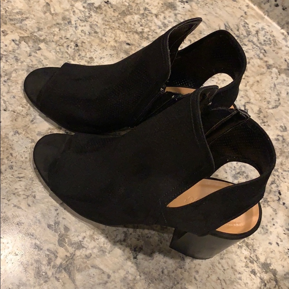 Black Bamboo Ankle Heels
